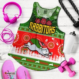 South Sydney Rabbitohs Women Racerback Tank - South Sydney Rabbitohs Ugly Christmas And Aboriginal Patterns Women Racerback Tank