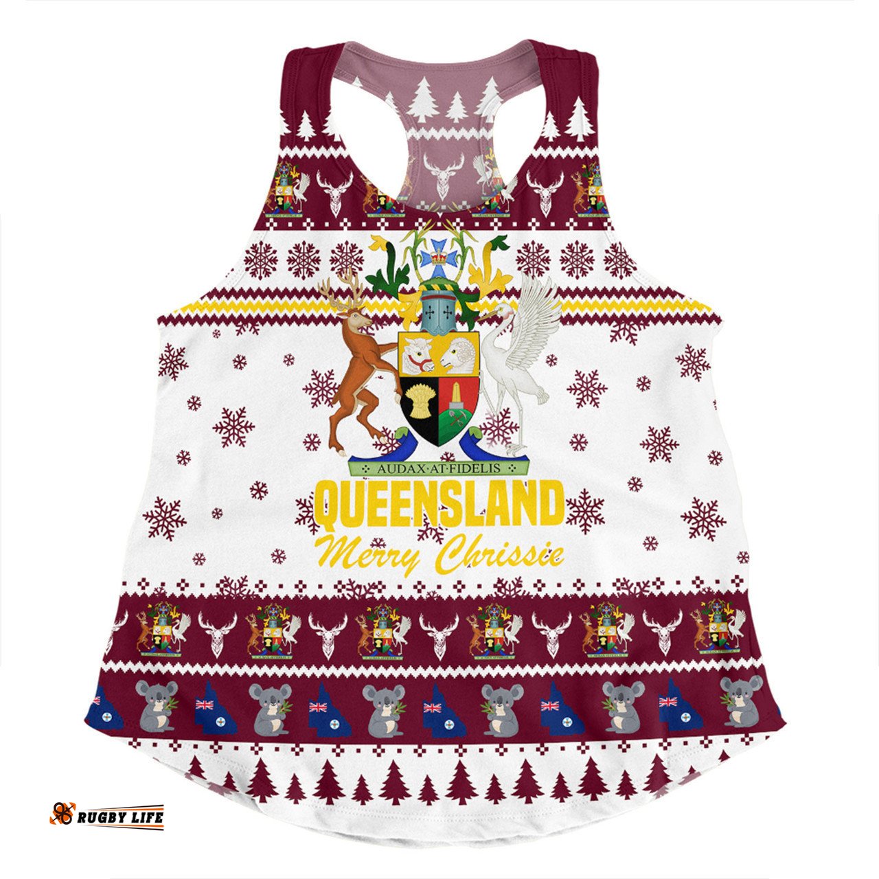 Queensland Christmas Women Racerback Singlet - Merry Chrissie Women Racerback Singlet