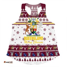 Queensland Christmas Women Racerback Singlet - Merry Chrissie Women Racerback Singlet