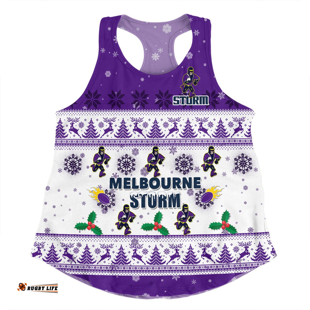 Melbourne Storm Christmas Custom Women Racerback Singlet - Special Ugly Christmas Women Racerback Singlet
