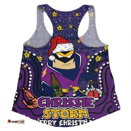 Melbourne Storm Christmas Custom Women Racerback Singlet - Christmas Knit Patterns Vintage Jersey Ugly Women Racerback Singlet