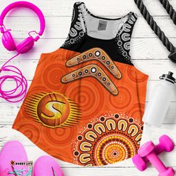 Perth Scorchers Cricket Women Racerback Tank Aboriginal Double Boomerang