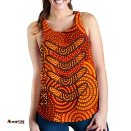 Aboriginal Personalised Women's Racerback Tank Aboriginal Boomerangs And Dot Circle