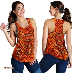 Aboriginal Personalised Women's Racerback Tank Aboriginal Boomerangs And Dot Circle
