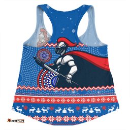 Newcastle Knights Christmas Custom Women Racerback Singlet - Ugly Xmas And Aboriginal Patterns For Die Hard Fan Women Racerback Singlet