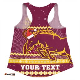 Brisbane Broncos Christmas Custom Women Racerback Singlet - Ugly Xmas And Aboriginal Patterns For Die Hard Fan Women Racerback Singlet