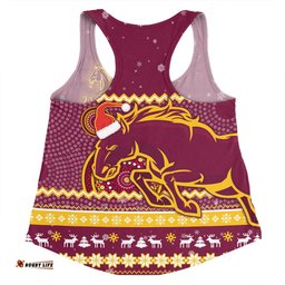 Brisbane Broncos Christmas Custom Women Racerback Singlet - Ugly Xmas And Aboriginal Patterns For Die Hard Fan Women Racerback Singlet