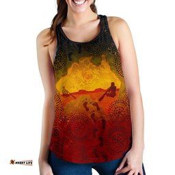 Aboriginal Women's Racerback Tank Australian Map with Indigenous Color