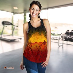 Aboriginal Women's Racerback Tank Australian Map with Indigenous Color