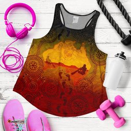 Aboriginal Women's Racerback Tank Australian Map with Indigenous Color