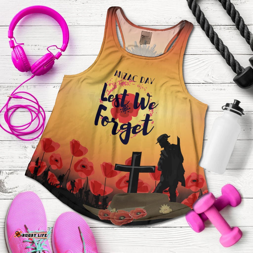 Anzac Day Woman's Racerback Tank Lest We Forget