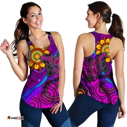 Australia Lizard and Sun Women Racerback Tank Aboriginal Art Purple
