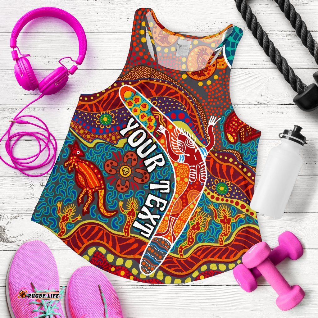 Aboriginal Personalised Women's Racerback Tank Indigenous Boomerang
