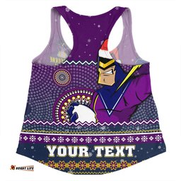 Melbourne Storm Christmas Custom Women Racerback Singlet - Ugly Xmas And Aboriginal Patterns For Die Hard Fan Women Racerback Singlet