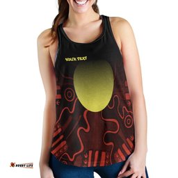 Custom Text Aboriginal Women's Racerback Tank Indigenous Flag Grunge Style