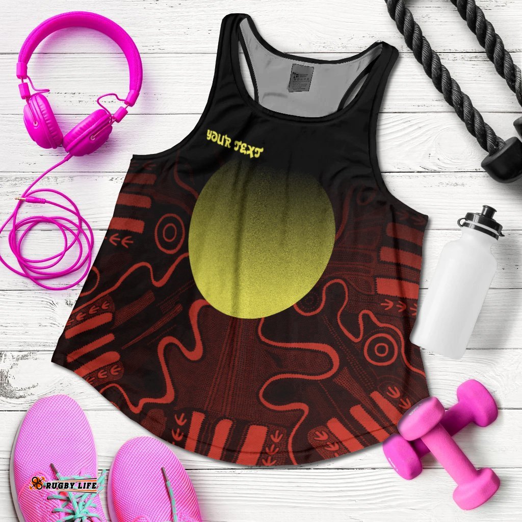 Custom Text Aboriginal Women's Racerback Tank Indigenous Flag Grunge Style