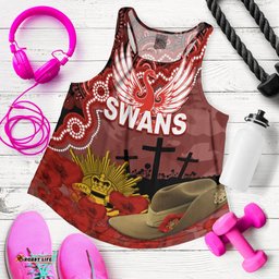 Sydney Swans Football ANZAC 2023 Women Racerback Tank Aboriginal Mix Slouch Hat