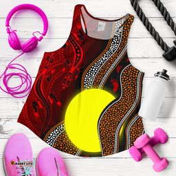 Aboriginal Women Racerbak Tank Aboriginal Flag Lizard Dot Painting Style