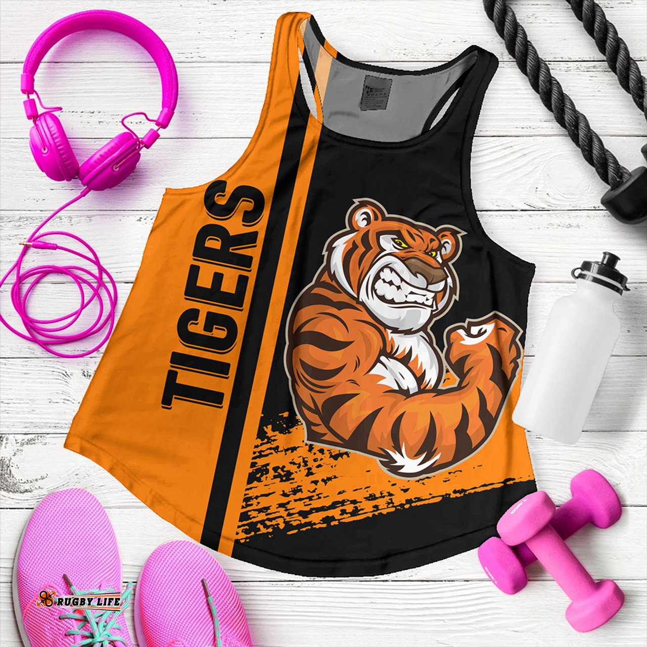 Wests Tigers Women's Racerback Tank - Wests Tigers Mascot Quater Style