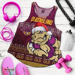 Cane Toads  Women Racerback Tank - Custom Christmas QLD Maroons Cane Toads Aboriginal Inspired