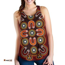 ABoriginal Women's Racerback Tank Aboriginal Dot Painting Flowers Style