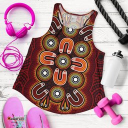 ABoriginal Women's Racerback Tank Aboriginal Dot Painting Flowers Style