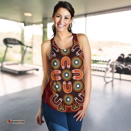 ABoriginal Women's Racerback Tank Aboriginal Dot Painting Flowers Style