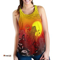 Aboriginal Women's Racerback Tank Indigenous Frog Red