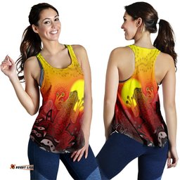 Aboriginal Women's Racerback Tank Indigenous Frog Red