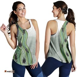 Australia Kangaroo Lizard Turtle And Aboriginal Women Racerback Tank