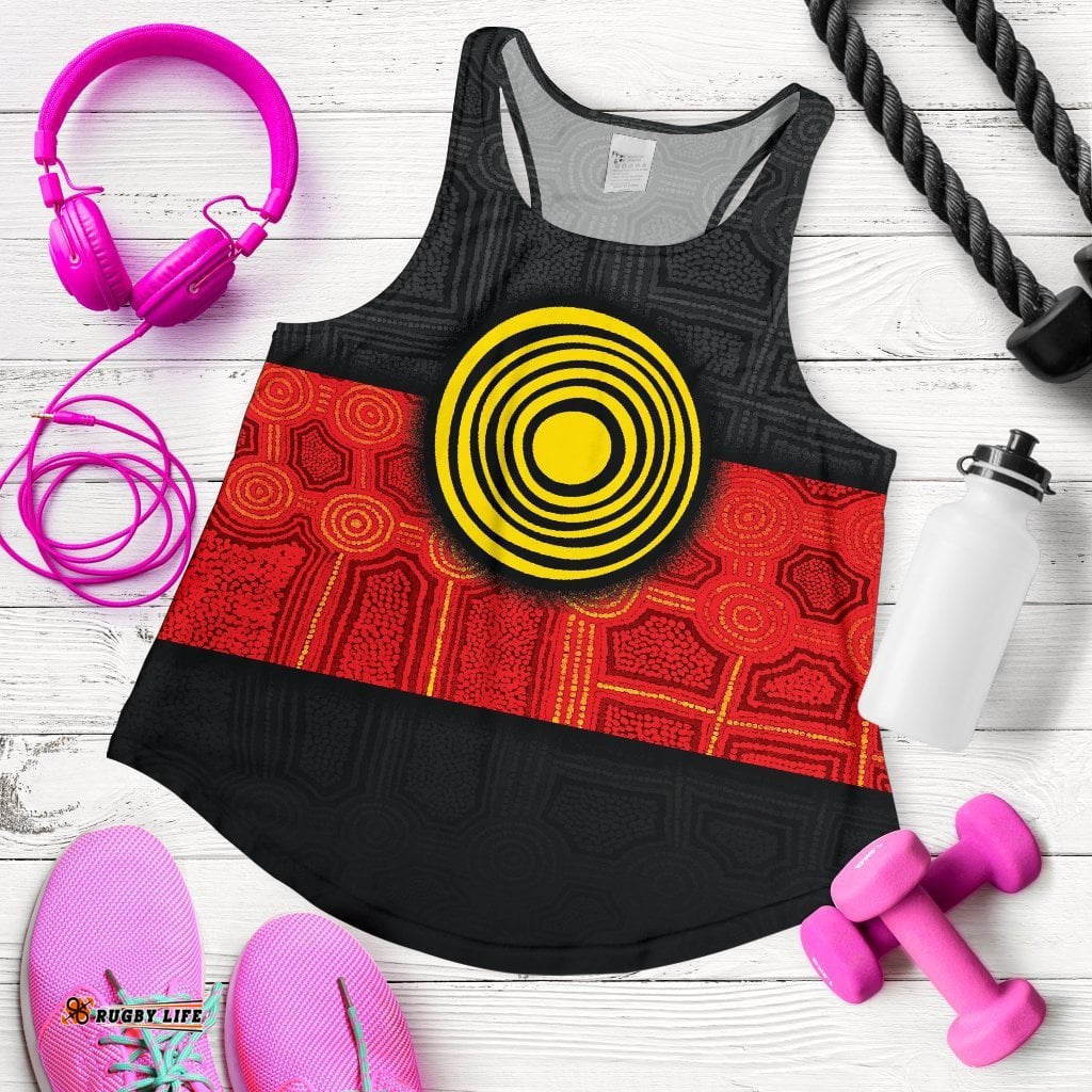 Aboriginal Women's Racerback Tank Aussie Indigenous Flag