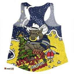 North Queensland Cowboys Christmas Custom Women Racerback Singlet - Let's Get Lit Chrisse Pressie Women Racerback Singlet