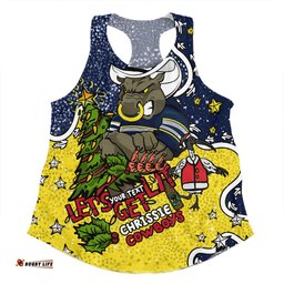 North Queensland Cowboys Christmas Custom Women Racerback Singlet - Let's Get Lit Chrisse Pressie Women Racerback Singlet