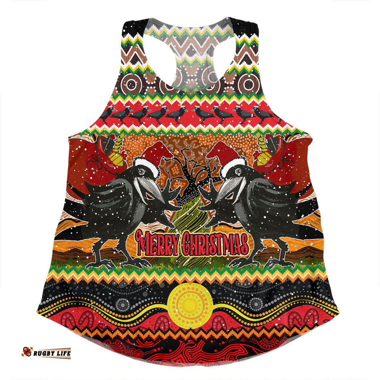 Australia Christmas Aboriginal Custom Women Racerback Singlet - Aboriginal Dreamtime Wangkarnal Crows Women Racerback Singlet
