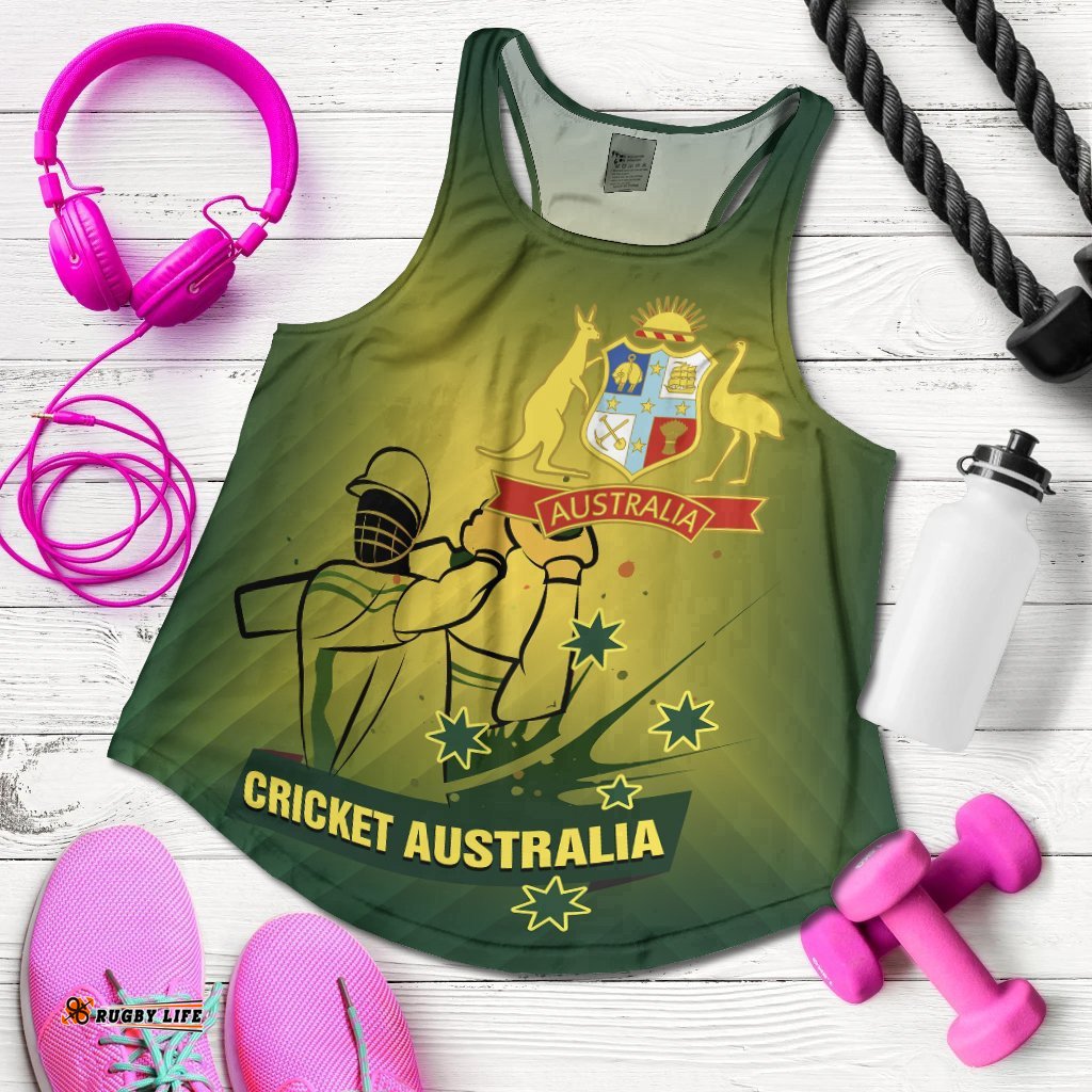 Cricket Women's Racerback Tank Australian Cricket National Color