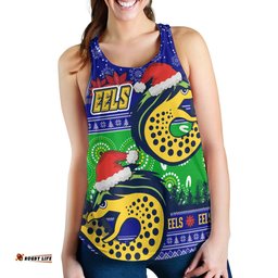 Parramatta Eels Women Racerback Tank - Parramatta Eels Ugly Christmas And Aboriginal Patterns Women Racerback Tank