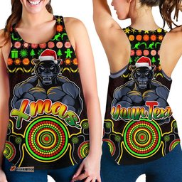 Custom Personalised Panthers Christmas Vibe With Aboriginal Dot Panting Style Women Racerback Tank