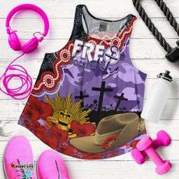 Freo Dockers Football ANZAC 2023 Women Racerback Tank Aboriginal Mix Slouch Hat