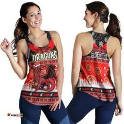 Australia St.George Women Racerback Tank - St.George Ugly Christmas And Aboriginal Patterns Women Racerback Tank