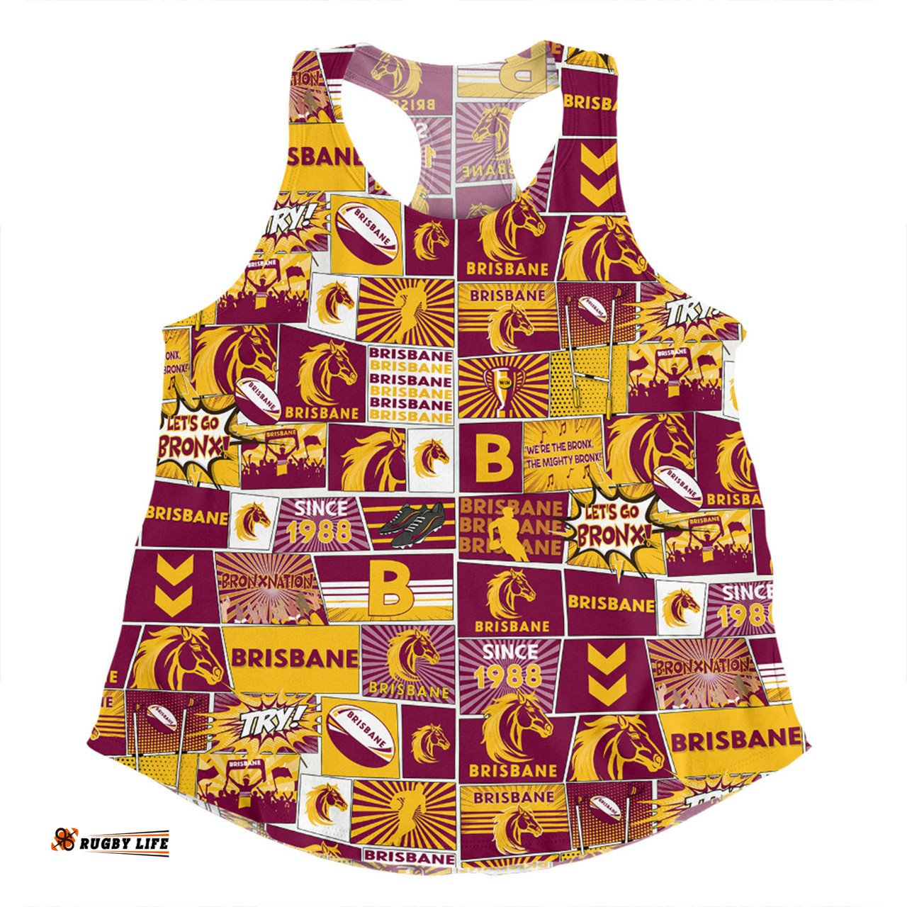 Brisbane Broncos Women Racerback Singlet - Team Of Us Die Hard Fan Supporters Comic Style Women Racerback Singlet