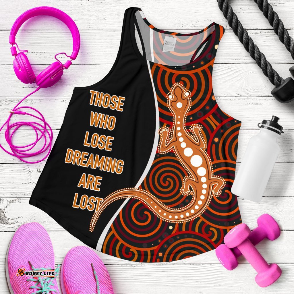 Aboriginal Women's Racerback Tank Indigenous Lizard Dreaming