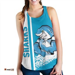 Cronulla-Sutherland Sharks Women's Racerback Tank - Sharks Mascot Quater Style