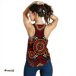 Aboriginal Personalised Women's Racerback Tank Aboriginal Boomerangs With Dot Painting Pattern