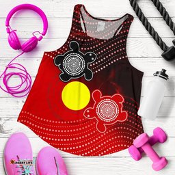 Aboriginal Women's Racerback Tank Indigenous Circle Dot Painting Style
