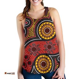 Aboriginal Women's Racerback Tank Indigenous Circle Dot Painting Style