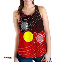 Aboriginal Women's Racerback Tank Indigenous Circle Dot Painting Style