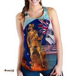 Anzac Women's Racerback Tank Australian Soldier