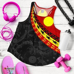 Aboriginal Women's Racerback Tank Indigenous Flag Circle Dot Painting