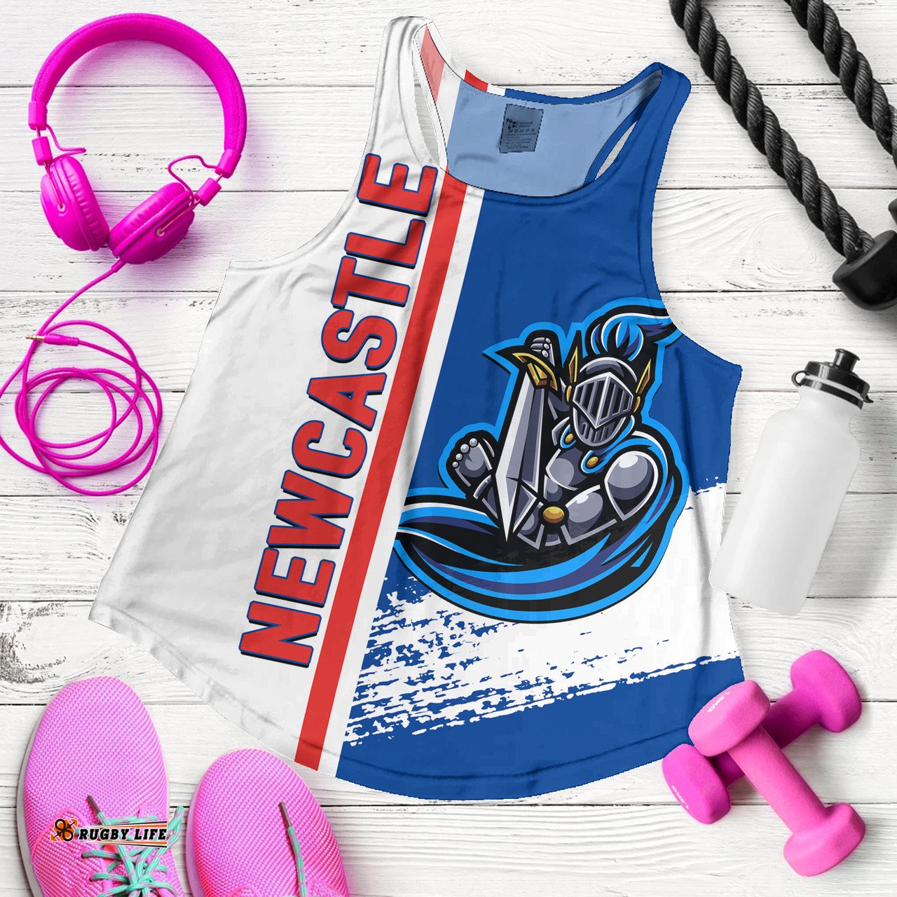 Newcastle Knights Sport Women's Racerback Tank - Knights Mascot Quater Style