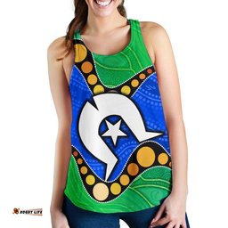 Torres Strait Islands Women's Racerback Tank Flag with Aboriginal Patterns